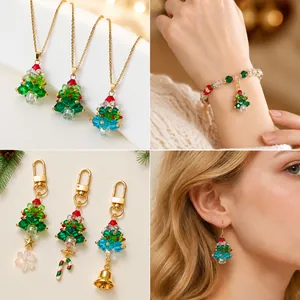 Breloques d'arbre de Noël en cristal perlé pour bijoux et accessoires