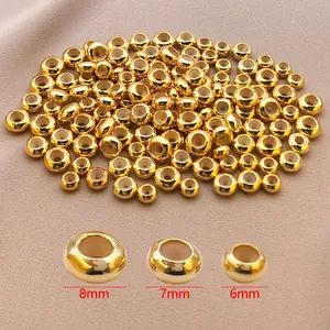 Cuentas deslizantes de silicona chapadas en oro de 8mm, 7mm y 6mm para joyería DIY