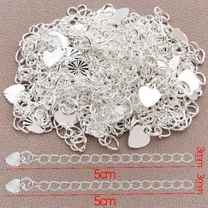 Hoogwaardige verzilverde verlengkettingen van 5 cm met hartbedeltjes voor het maken van sieraden