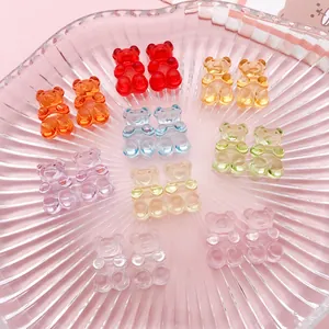 Selection of colorful transparent acrylic gummy bear charms for DIY jewelry and hair accessories
