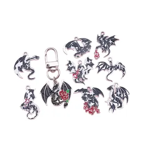 Set of gothic western dragon charms for DIY jewelry making and keychain accessories.