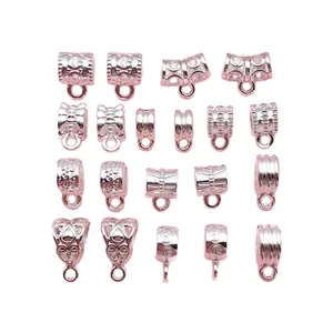 Vintage silver alloy jewelry bails with various patterns for DIY necklace making