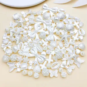Cremeweiß ABS Künstliche Perlen Für DIY Schmuckherstellung Schleife Seestern Muschel Blumen Formen Abstandsperlen Bastelmaterial