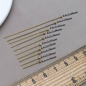 Gold stainless steel ball head pins in various lengths for professional DIY jewelry making