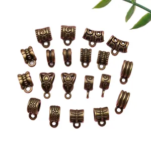 Variety of antique bronze retro patterned bail spacer beads for DIY necklace jewelry making