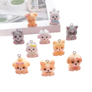 Collection of 10 cute 3D cartoon dog resin charms for DIY jewelry making and keychains