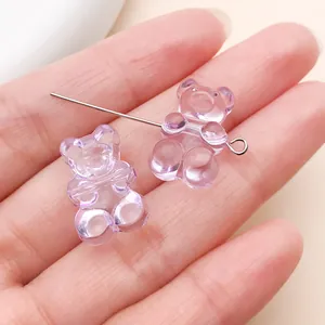 Translucent light purple acrylic gummy bear beads with horizontal hole for DIY jewelry making