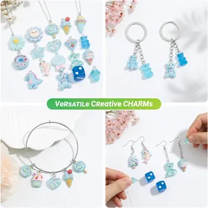 Versatile ice blue resin charms for DIY earrings, bracelets and creative jewelry making