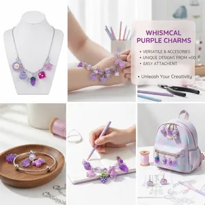Ciondoli creativi in resina viola per collane, bracciali e zaini fai-da-te fatti a mano.