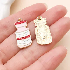 Detailansicht der medizinischen Emaille-Anhänger für DIY-Schmuck von vorne und hinten