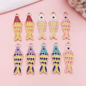 Japanese Style Koi Fish Enamel Alloy Pendants Colorful Fish Charms For DIY Necklace Bracelet Jewelry Making Accessories