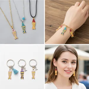 Colorful koi fish enamel pendants for DIY necklaces, bracelets and earrings.