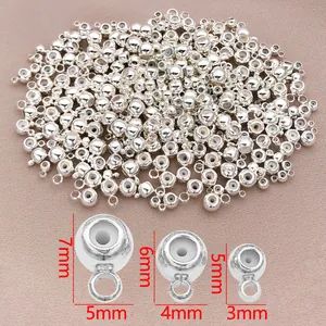 Cuentas espaciadoras de plata con silicona en tamaños de 7mm, 6mm y 5mm para joyas