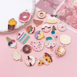 Assortment of cute enamel dessert food charms for DIY jewelry and keychain making.