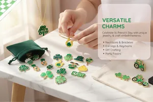 Set di ciondoli smaltati per San Patrizio con trifogli e cappelli per gioielli fai da te