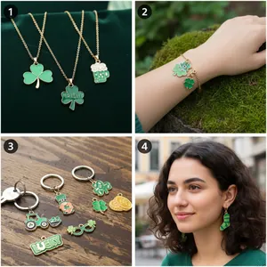 Ciondoli smaltati a trifoglio verde per collane e bracciali fai-da-te di San Patrizio