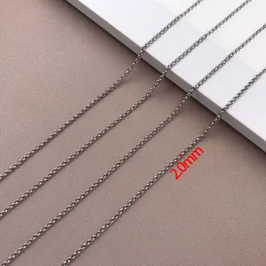 Close-up detail of 2.0mm silver-tone stainless steel woven chain necklace link