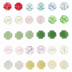 Cuentas espaciadoras de vidrio de trébol de cuatro hojas de 10 mm para joyería artesanal
