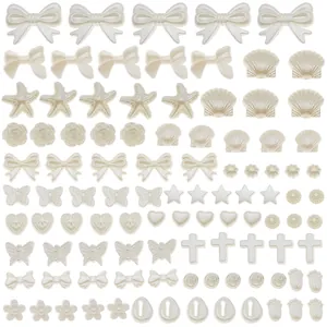 Cremeweiße ABS-Perlen-Abstandshalter-Set in verschiedenen Formen für DIY-Schmuckherstellung