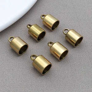 Six golden stainless steel tassel end caps findings for DIY jewelry making accessories