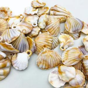 Detailed macro view of acrylic scallop shell pendants for DIY wind chime crafts.
