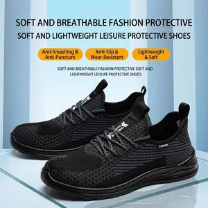 Zapatos de seguridad transpirables de tejido fly con suelas antipinchazos y golpes