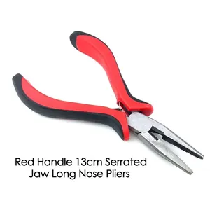 Präzisions-Flachrundzange 13 cm mit rot-schwarzen Griffen für DIY-Schmuckherstellung