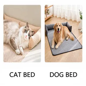 Colchonetas acolchadas y suaves para gatos y perros en tonos beige y gris claro