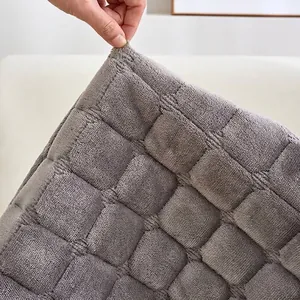 Tapis épais en flanelle grise de qualité pour animaux avec motif à carreaux doux pour chiens