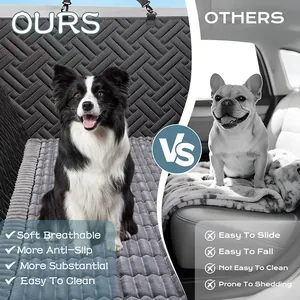 Vergleich zwischen rutschfestem Haustier-Autositzbezug und einfacher, dünner Hundedecke.