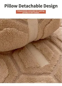 Detalle macro de alfombra de felpa para mascotas con cierre de velcro para almohada