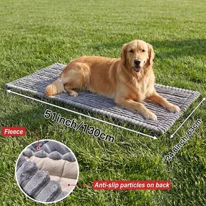 Große graue Plüsch-Haustiermatte Hundebett für draußen 130x63cm mit rutschfestem Boden