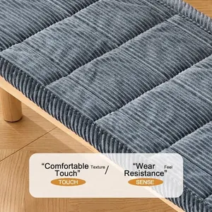 Coussin de banc épais en velours côtelé, antidérapant pour longs bancs de table