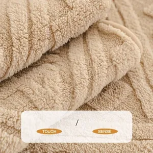 Gros plan sur le coussin de canapé en velours Holland doux avec une texture polaire beige