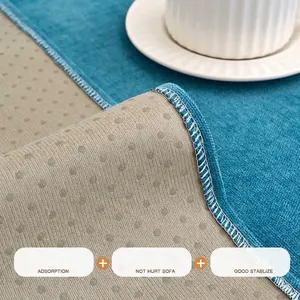 Housse de canapé en chenille bleue imperméable avec dos antidérapant