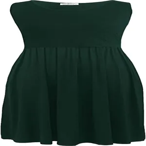 Abito premaman senza maniche verde scuro con vita alta e dettaglio gonna a pieghe