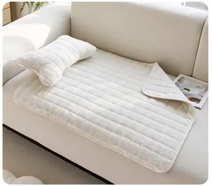 Ensemble de tapis en peluche matelassé blanc pour animaux avec coussin en os