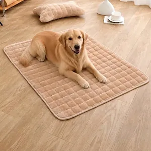 Ensemble Tapis pour Animaux en Flanelle Douce Avec Oreiller Forme d'Os Couverture Chaude Matelassée Lit Chien Chat Antidérapant Respirant Lavable