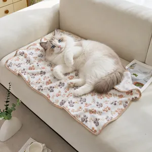 Weiche Flanell Haustierdecke Pfoten Stern Druck Warme Schlafmatte Für Hunde Katzen Waschbar Wiederverwendbar Hundebettbezug Zubehör
