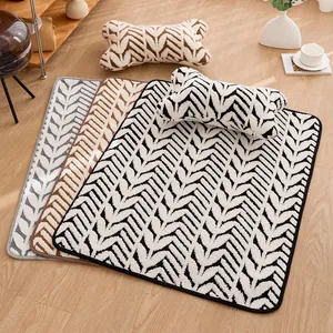Tapis en peluche pour animaux avec oreiller os, motif chevrons modernes