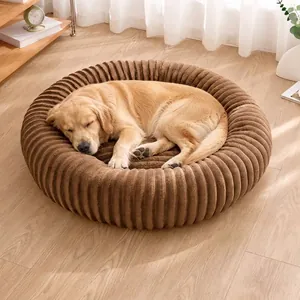 Round Pet Bed Plush Calming Dog Bed Washable Cat Bed Soft Winter Warm Cushion Donut Pet Sofa Non-slip Bottom Dog Nest