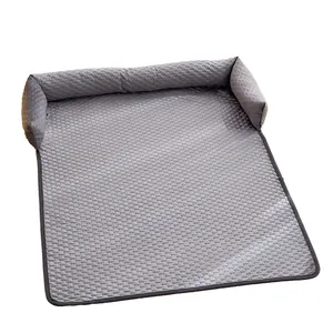Alfombra gris suave para mascotas con bordes elevados para perros y gatos manta