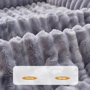 Tapis en peluche gris doux pour animaux avec texture côtelée pour chiens et chats confort