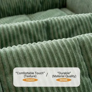 Groen corduroy stofdetail voor hondensofamat met zachte en duurzame ribbelstructuur