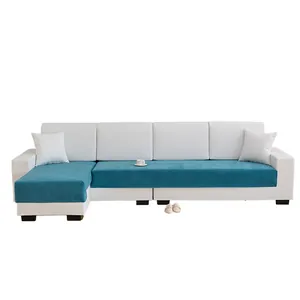 Housse de coussin de canapé en chenille bleu sarcelle imperméable pour canapé d'angle