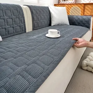 Cojín de Sofá de Pana Antideslizante Rayado Acolchado Funda Protectora Lavable Mueble Alfombrilla Antipolvo para Sala