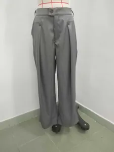 Vista frontale di pantaloni da uomo grigi, vestibilità comoda con gamba dritta