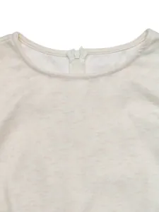 Detailed view of the invisible back neckline zipper on this slim-fit knit long-sleeve top.