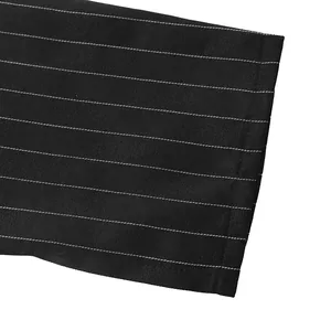 Detailed view of the premium black pinstripe fabric texture for a sophisticated look