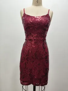 Elegant burgundy sequin bodycon dress on mannequin, perfect for party and evening events